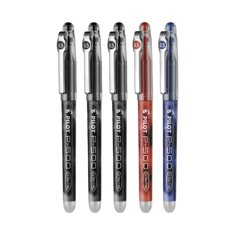 PILOT 百乐 BL-P500 拔帽中性笔 3黑1蓝1红 0.5mm 5支装 31.57元