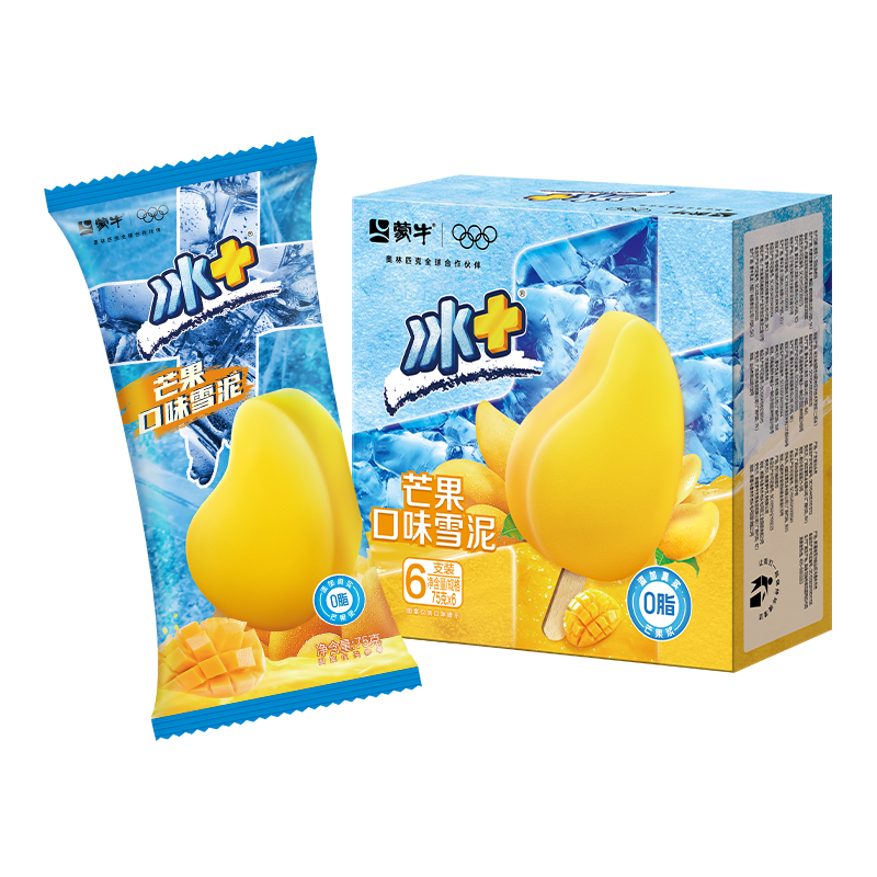 蒙牛 冰+芒果口味雪泥75g*6支/盒 冰激凌雪糕冰棍 奶糕 7.35元