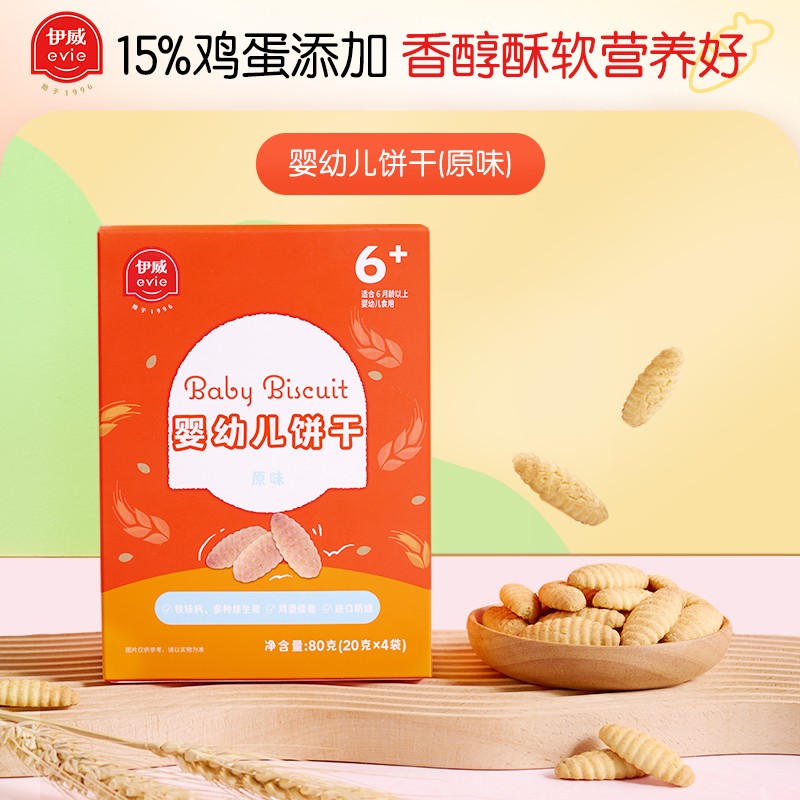 Eastwes 伊威 婴幼儿宝宝零食 原味磨牙饼干80g 含钙铁锌6月+ 4.54元（需买3件，