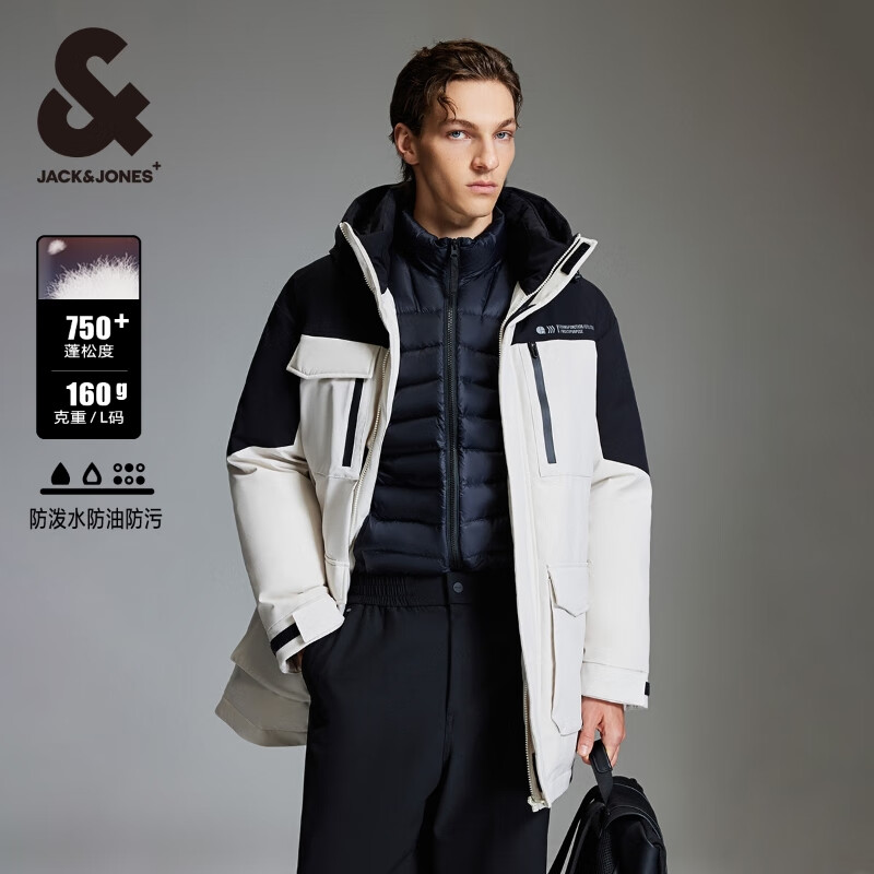 杰克琼斯 反季促销 男士户外三防冲锋衣羽绒服 羽绒服合集 缎白色 359元(需用券)