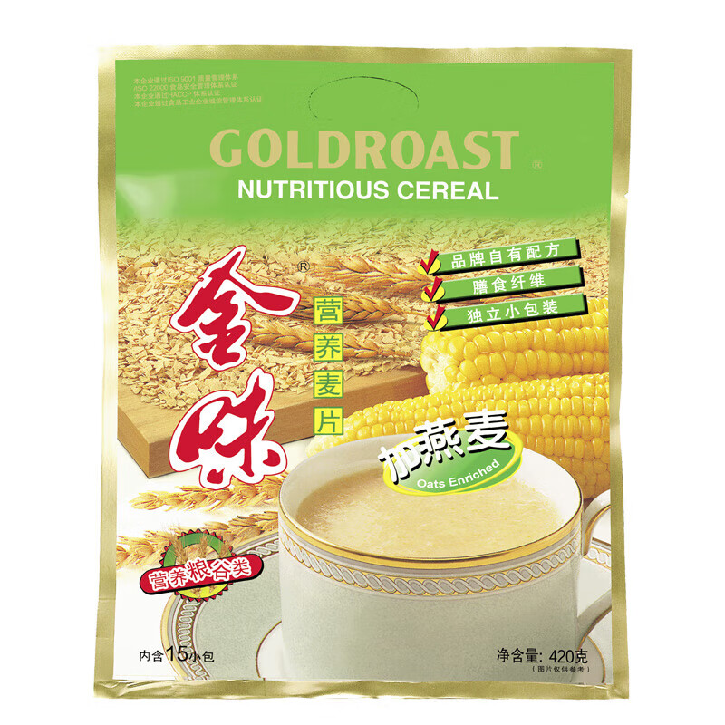 PLUS会员：GOLDROAST 金味 即食燕麦片 加燕麦420g 9.7元包邮（双重优惠）