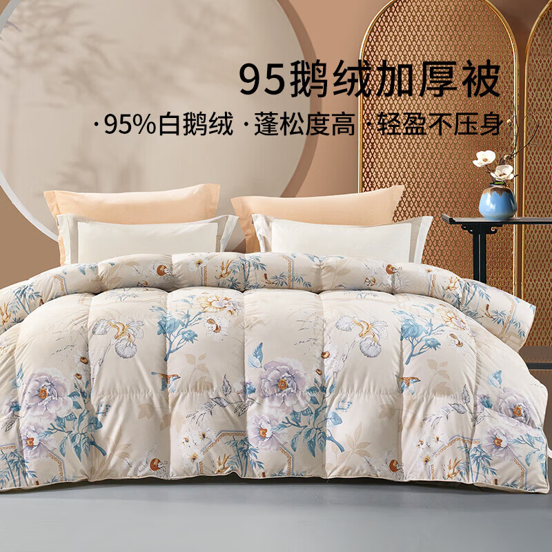 FUANNA 富安娜 醉玲珑 95%灰鹅绒羽绒被 加厚被 1200g填充 230*229cm 1899元（双重优