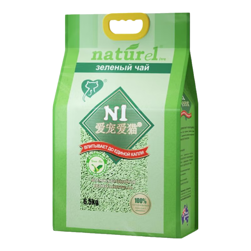 移动端、京东百亿补贴：N1爱宠爱猫 N1 爱宠爱猫n1绿茶纯豆腐猫砂6.5kg*3包 大