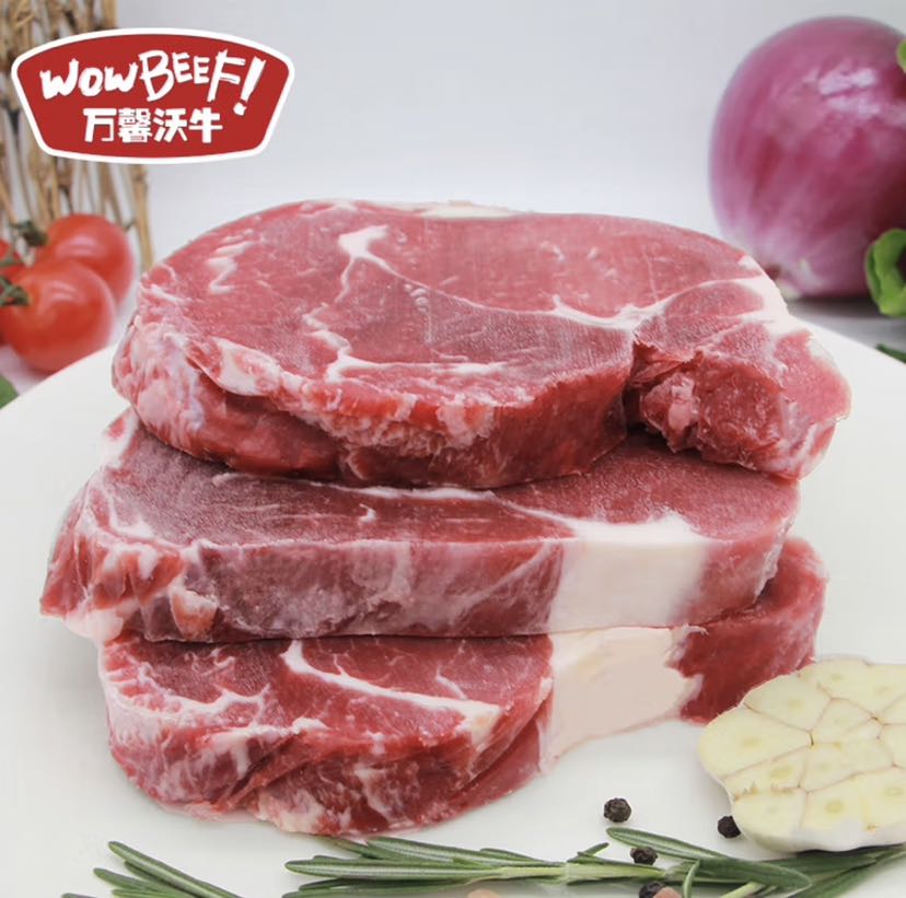 万馨沃牛 WOWBEEF 原切谷饲眼肉西冷牛排组合装800g（4片装） 健身轻食烧烤牛