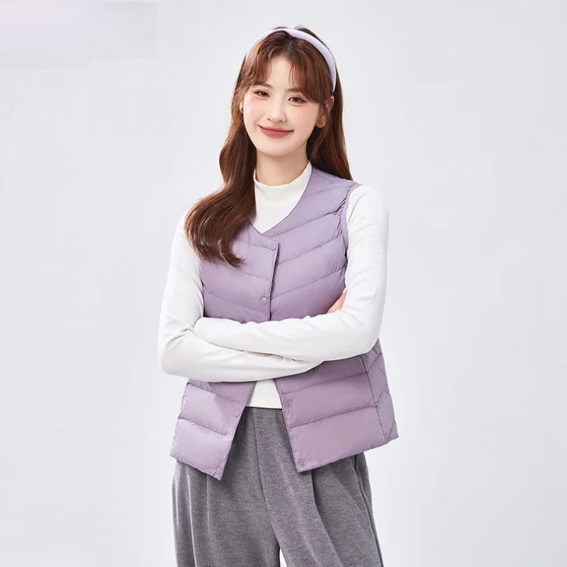 袂绒 女士轻薄圆领羽绒马甲 69.5元（需用券）