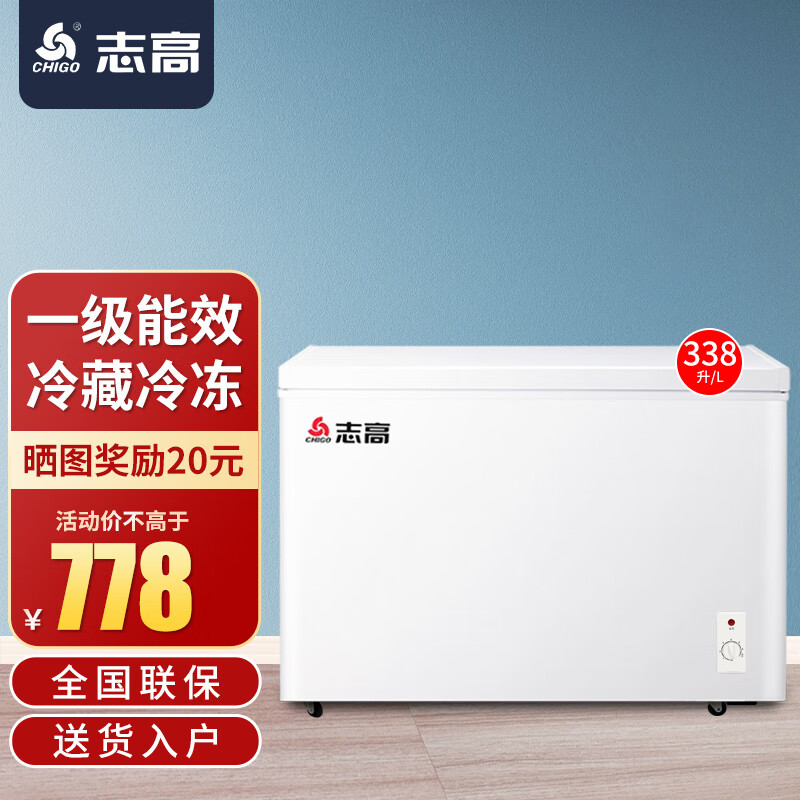 CHIGO 志高 冰柜家用商用大容量冷柜 一级能效节能省电冷藏冷冻小型电冰柜 3