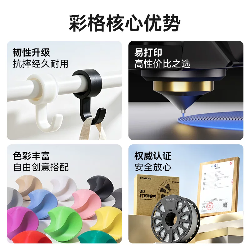 彩格 PETG 1kg 1.75mm 适用拓竹/创想三维 3D打印耗材 19.46元 - 线报酷