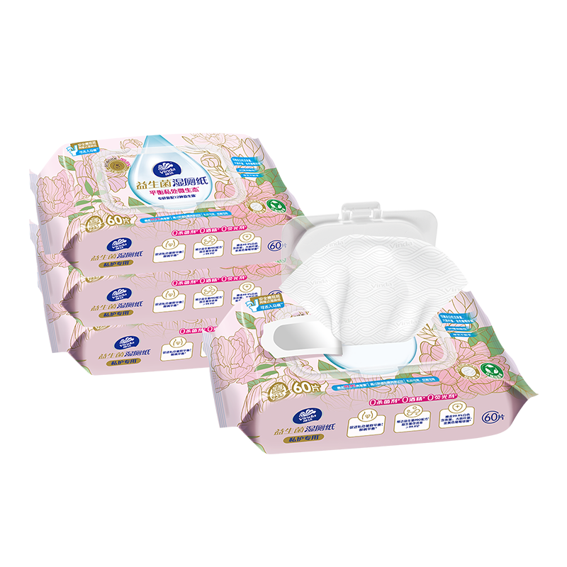 PLUS会员:维达 益生菌湿厕纸 60片*4包 30.41元(需用券)