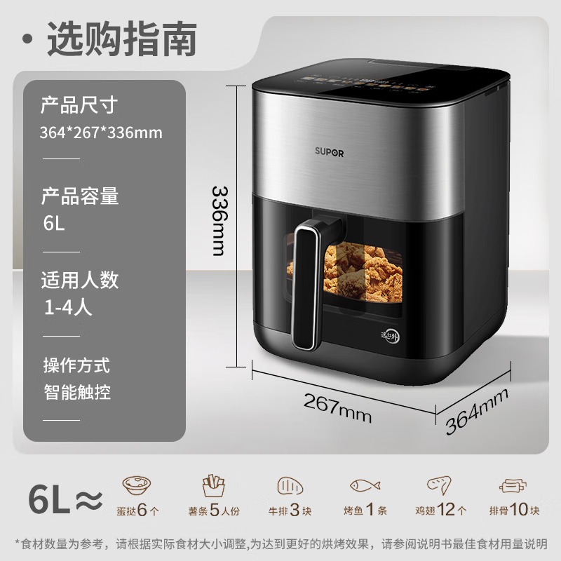 国家补贴：苏泊尔 KD60YQ885 双热源立体加热空气炸锅 6L 291.63元（需用券）