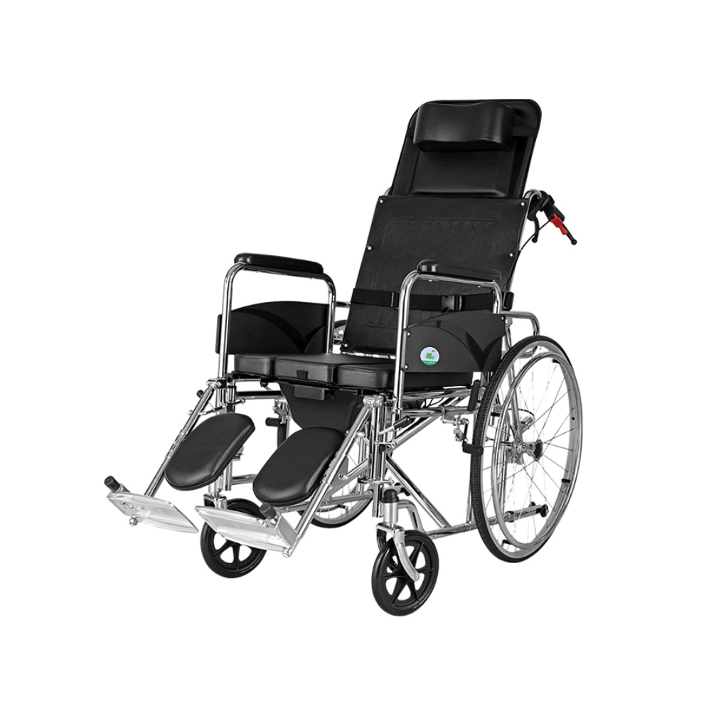 Cofoe 可孚 轮椅带坐便器老人手推车残疾人代步折叠轻便可全躺可洗澡家用 78