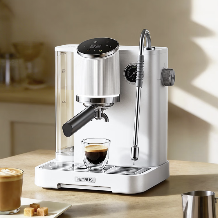 移动端、京东百亿补贴：柏翠 问月Pro系列系列 PE3811Pro 半自动咖啡机 白色 14
