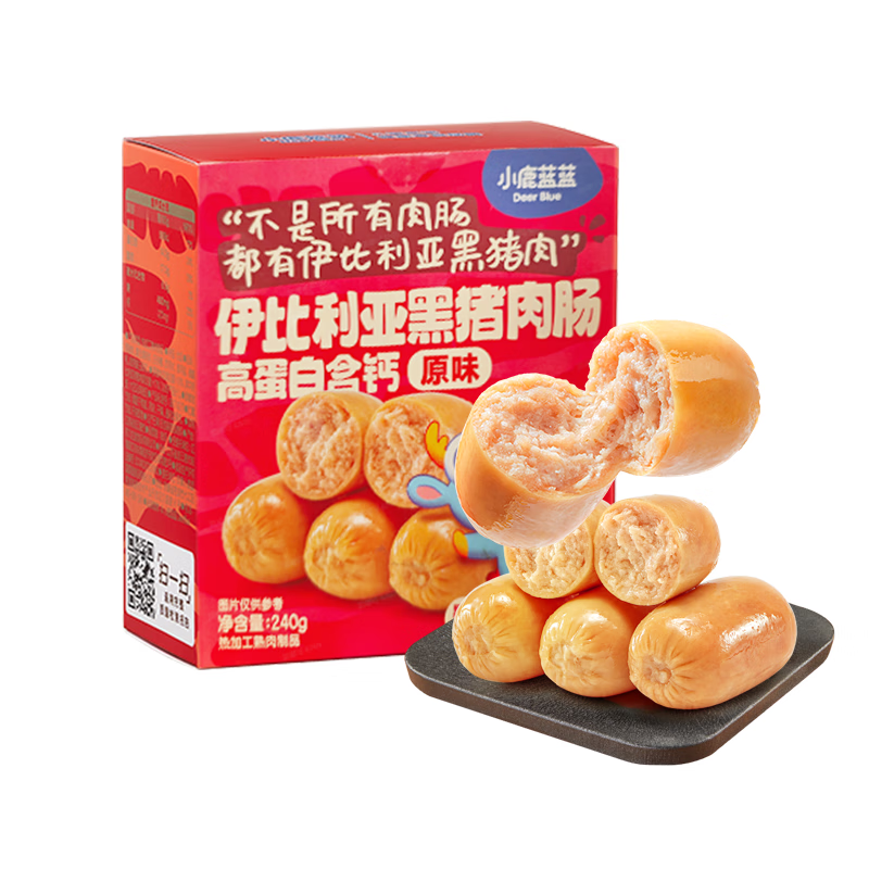 小鹿蓝蓝 伊比利亚黑猪肉肠 原味 240g 29.9元（需用券）