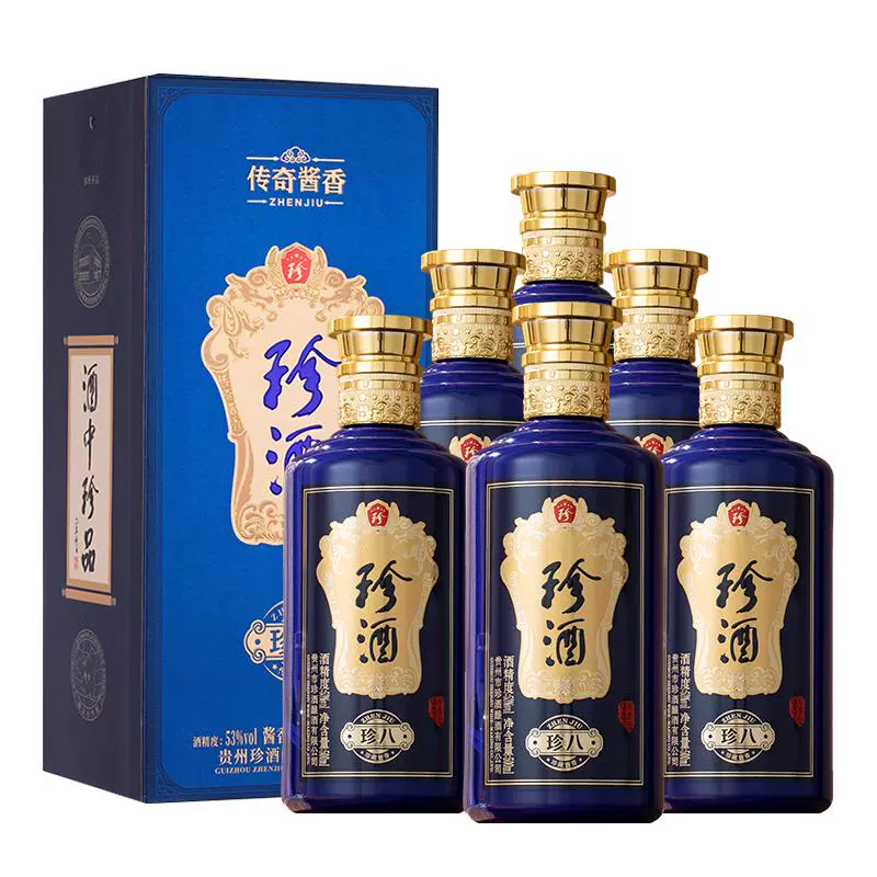 珍酒 珍八 53%vol 酱香型白酒 500ml*6瓶 ￥1377