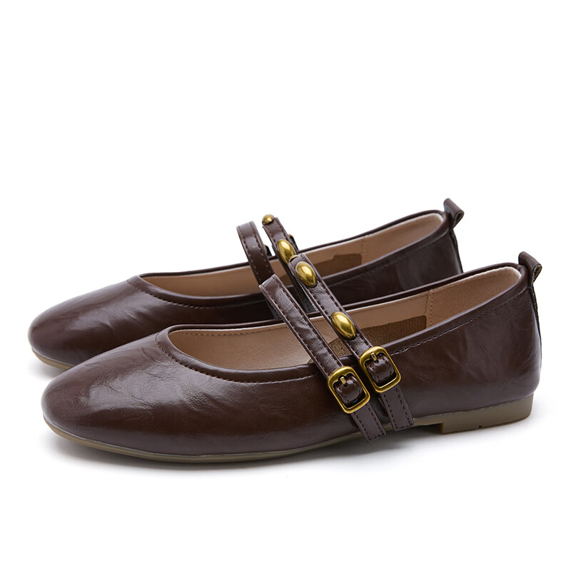 西遇 法式复古小金豆方头浅口软底单鞋 89.5元