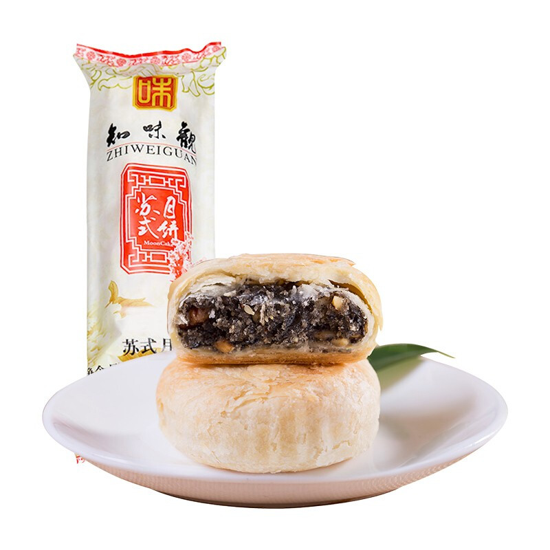 知味观苏式酥皮黑芝麻馅月饼筒装中华杭州特产糕点360g筒1725元