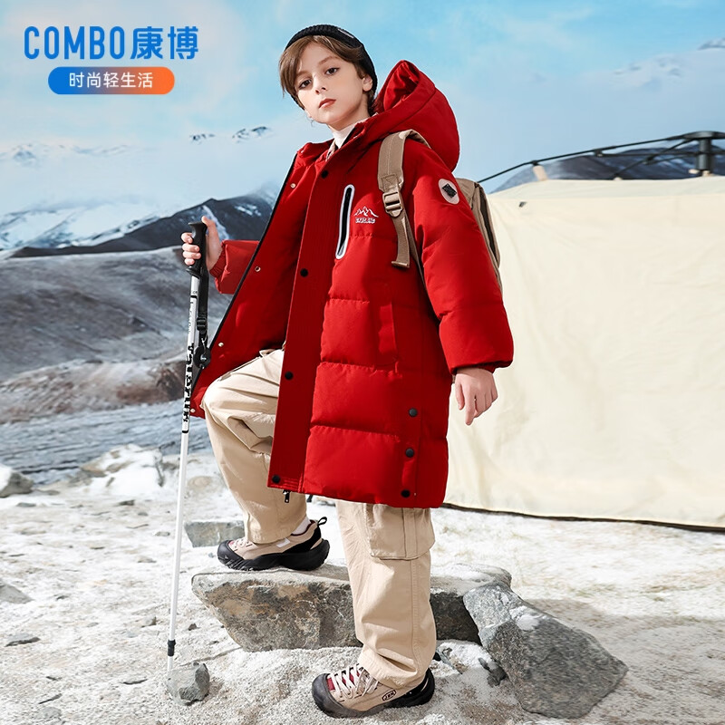 康博 儿童羽绒服中大童中长款加厚外套 189元