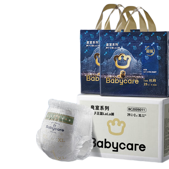 babycare 皇冠LaLa裤皇室狮子王国拉拉裤 箱装XL58片大号婴儿尿不湿成长裤 109.55