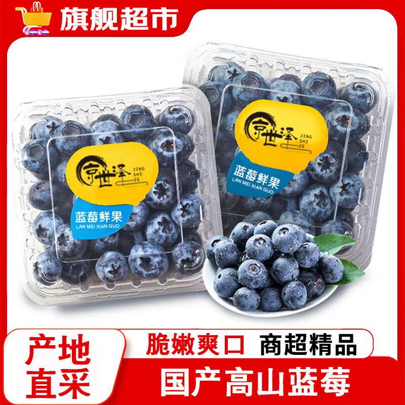 京世泽 国产高山蓝莓 时令蓝莓水果 12盒装125g/带盒15-17mm【大果】 ￥69.9