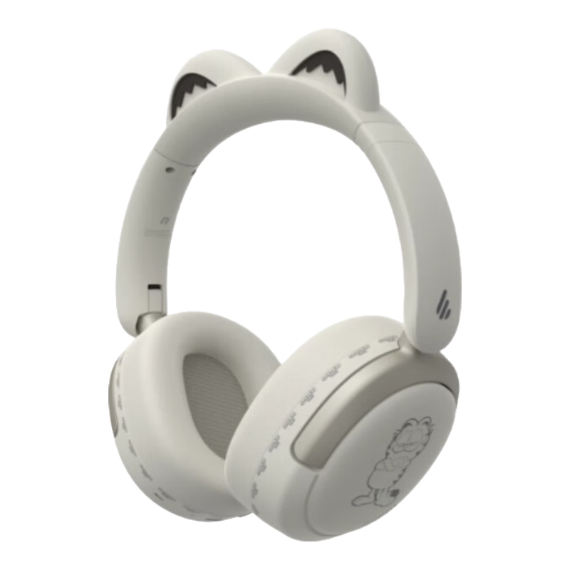 漫步者 FitCat 耳机 麦克风加菲猫联头戴式降噪无线耳麦 礼盒包装 金丝云白 1