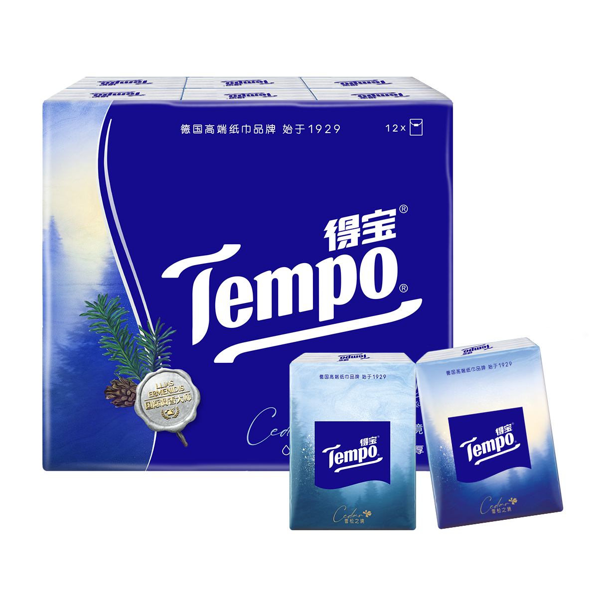 Tempo 得宝 雪松之境 印花手帕纸 4层7片12包 9.9元