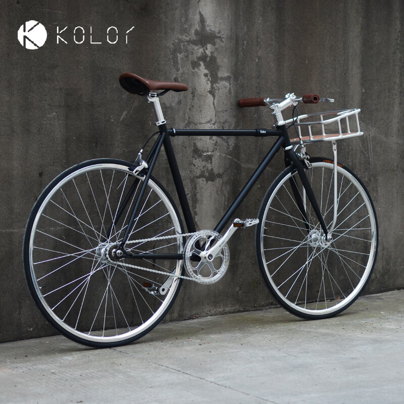 kolor 卡勒单车KC101复古网红通勤车带铝合金车篮城市自行车男女车 典雅黑标