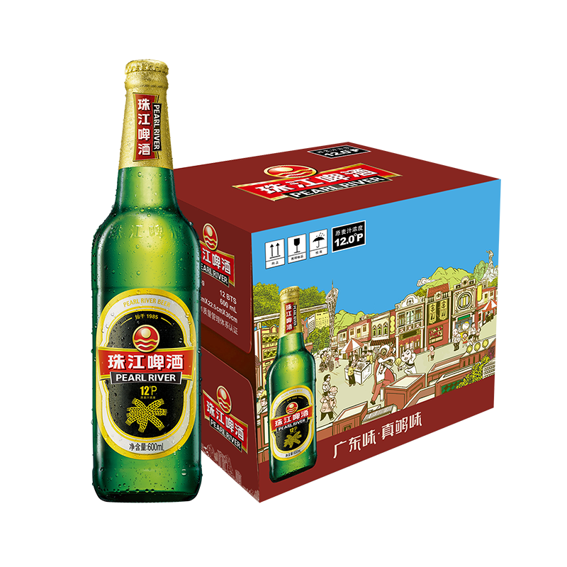plus会员、概率劵：珠江啤酒 12度 经典老珠江啤酒 600ml*12瓶 整箱装（有赠品