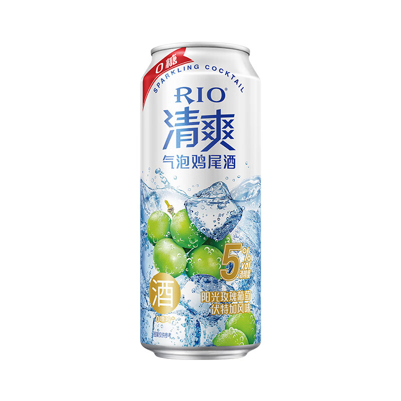 锐澳（RIO）预调酒 鸡尾酒 果酒清爽0糖系列 玫瑰葡萄口味 500ml单罐装 7.9元