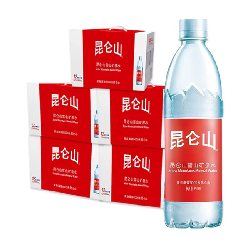 昆仑山 天然雪山矿泉水 500ml*12瓶*5箱 60瓶装 ￥164