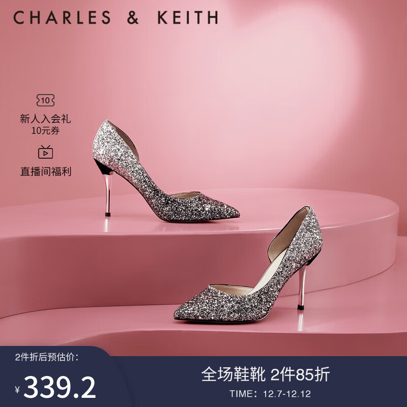 CHARLES & KEITH 女士亮片高跟鞋 CK1-60580071 黑呖色 34 339.15元（需买2件，共678.3元