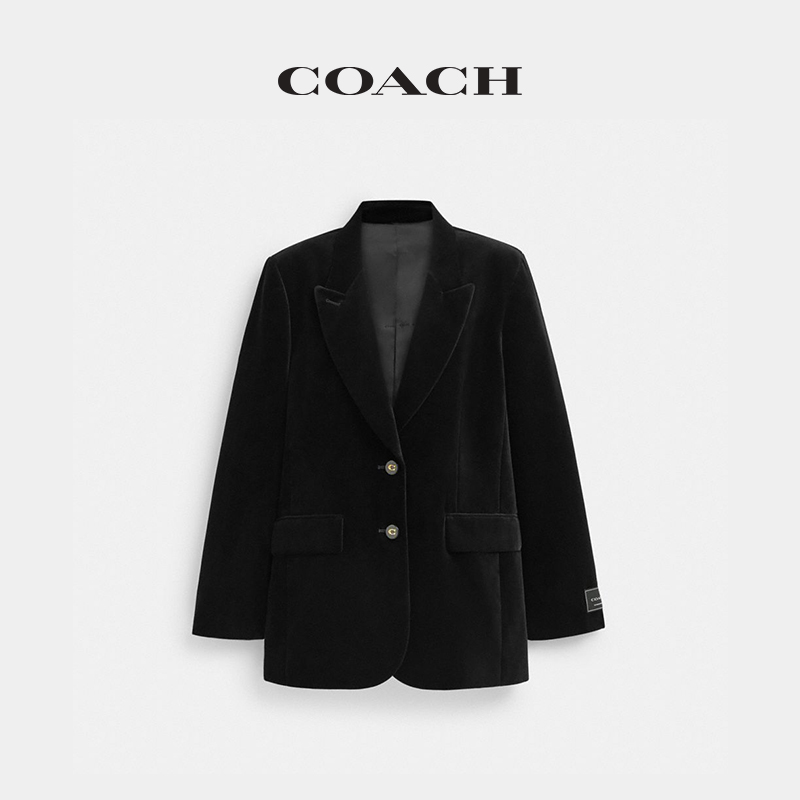 COACH 蔻驰 女士丝绒休闲西装夹克 CU425 4800元