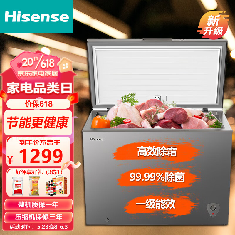 Hisense 海信 冰柜零下-38度商用大容量冰柜家用商用冷柜冷藏冷冻转换超低温