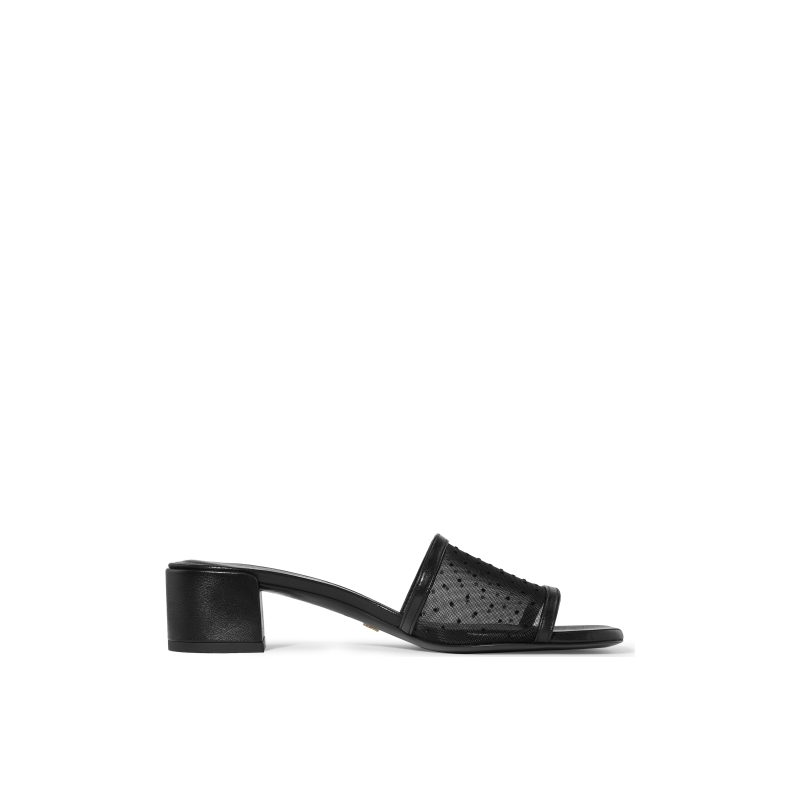 STUART WEITZMAN SW CAYMAN 35 BLOCK SLIDE 2024年新款粗跟网纱凉拖女外穿拖鞋 1823.45元