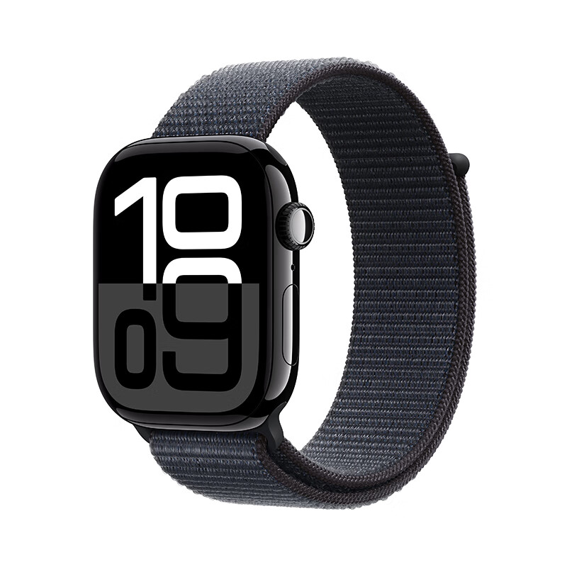 苹果 Apple Watch Series 10 GPS+蜂窝网络 智能手表 46mm 亮黑色铝金属表壳 浓墨色