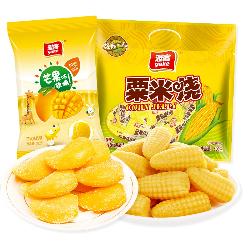 雅客旗舰店 玉米味芒果味软糖水果味500g 券后12.8元