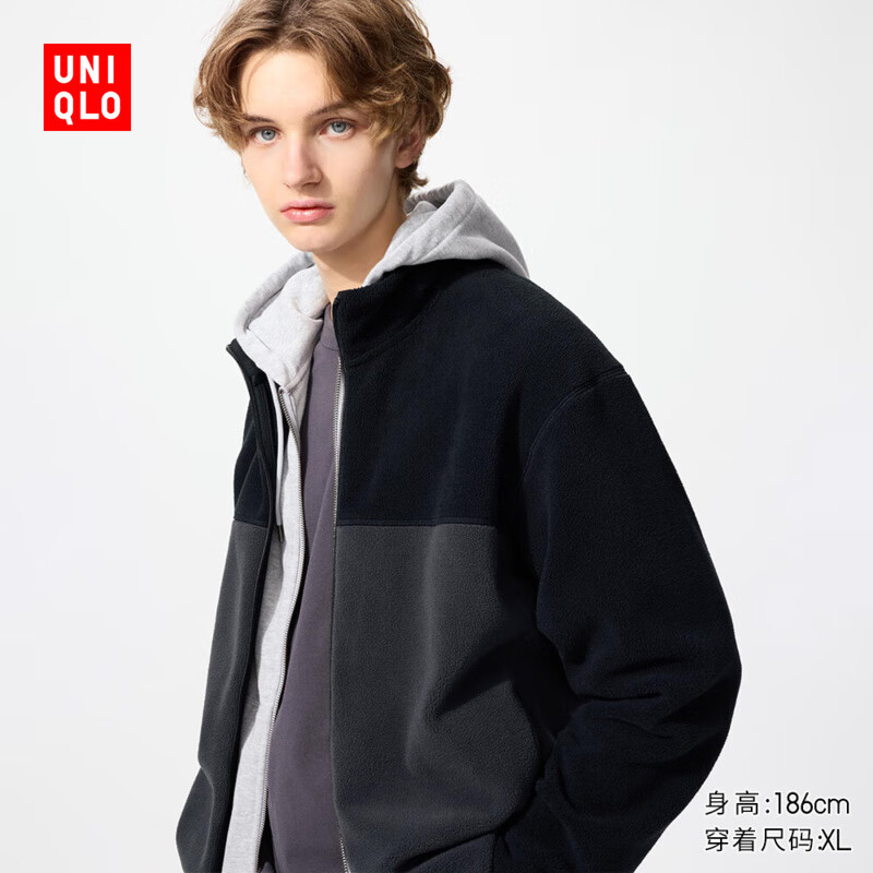 UNIQLO 男装/男女同款摇粒绒拉链茄克/长袖外套夹克479793 99.98元