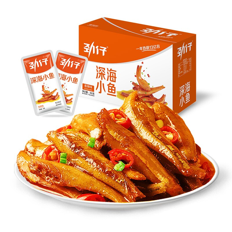 JINZAI 劲仔 小鱼仔零食小鱼干香辣味 300g 20包 23.9元