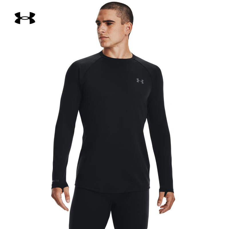 安德玛 官方UA ColdGear Base男子圆领运动长袖T恤Under Armour1343244 黑色001 M 459元