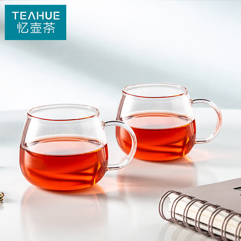 忆壶茶 TEAHUE YIHUTEA 小茶杯玻璃杯子耐热品茗杯带把功夫品茶杯 CP-08 120ml 2只