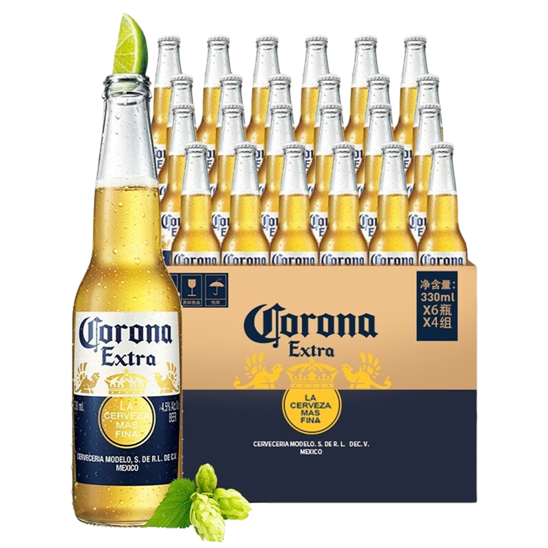 PLUS会员：科罗娜 墨西哥风味拉格啤酒 青柠仪式惬意时刻 330mL*24瓶 /箱 122.51
