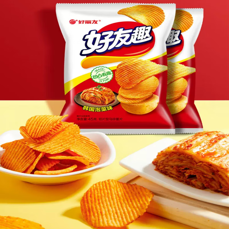 好丽友 好友趣薯片 韩式泡菜味 45g 任选10 2.3元（需买10件，需用券）