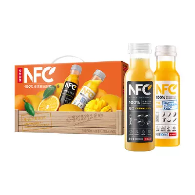 限地区、88VIP：农夫山泉100﹪NFC果汁300ml*12瓶（橙汁*6+芒果汁*6）*2件 68.4元，