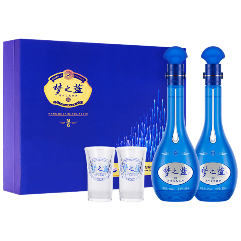 洋河 梦之蓝M6 52°浓香型白酒 500ml×2瓶 948元
