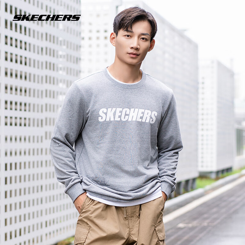 SKECHERS 斯凯奇 卫衣情侣装2024秋冬圆领运动休闲套头时尚舒适长袖男女防风