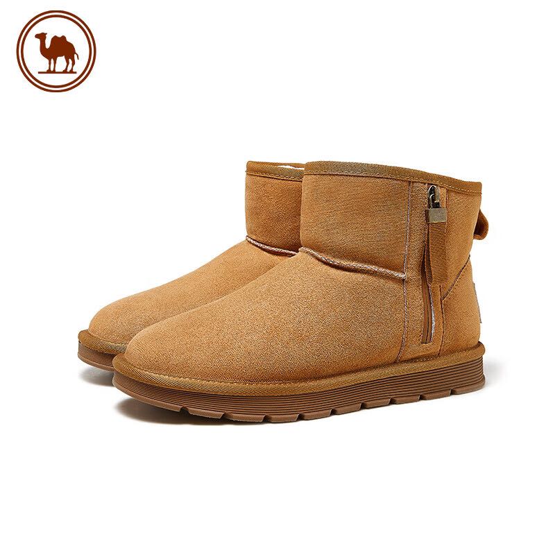 骆驼牌 男士加绒保暖反绒舒软雪地靴冬季休闲棉鞋 P13W223007 黄色 259元