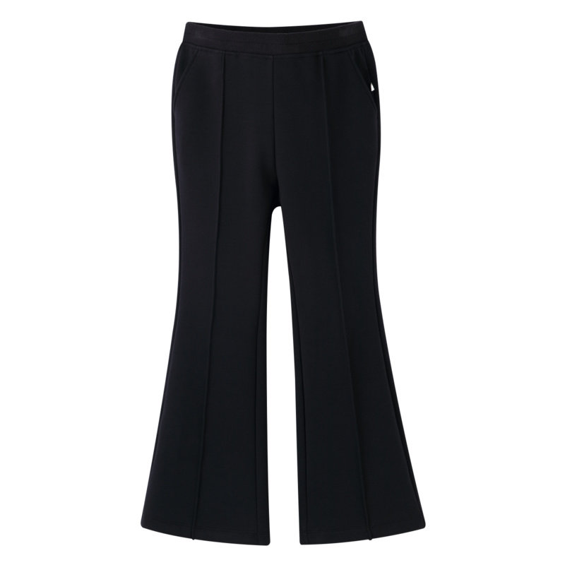 移动端：安奈儿 童装女童微喇裤子冬新款加绒保暖弹力时尚黑色厚款长裤 11