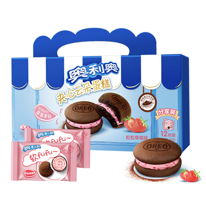 OREO 奥利奥 夹心云朵蛋糕 粒粒草莓味 264g 16.06元