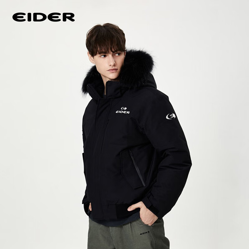 eider 户外滑雪保暖羽绒服男女登山旅游鹅绒服 明星同款 黑色 S 1260元