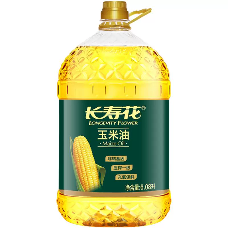 长寿花 玉米油6.08L非转基因压榨一级玉米胚芽植物油食用油桶装 1件装 ￥67.4