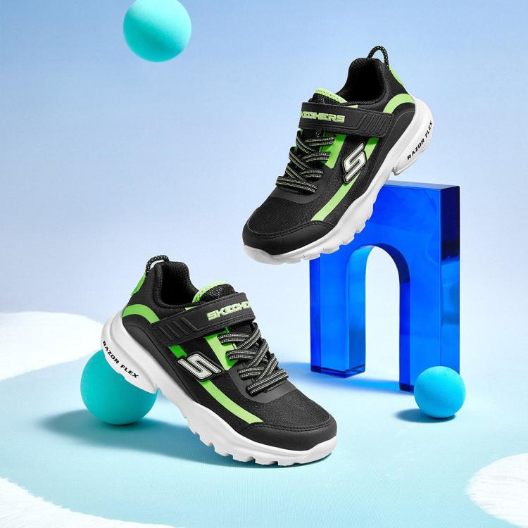 SKECHERS 斯凯奇 男童夏季运动鞋 黑色/柠檬色 59元