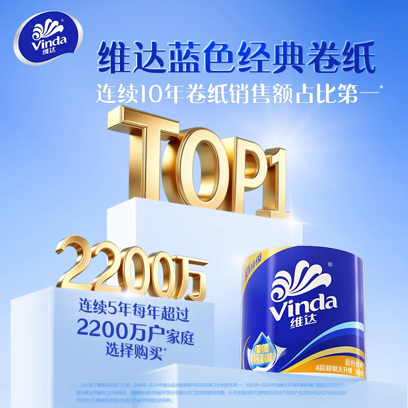 维达 蓝色经典系列 有芯卷纸 140g*27卷 37.77元正文更低价37.07元 - 线报酷
